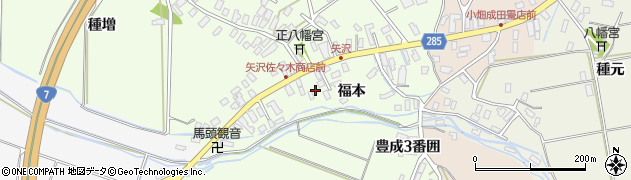 青森県南津軽郡藤崎町矢沢福本周辺の地図