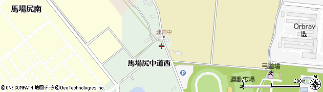 青森県黒石市北田中（馬場尻中道西）周辺の地図