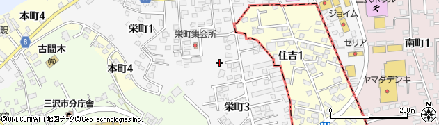 青森県三沢市栄町周辺の地図
