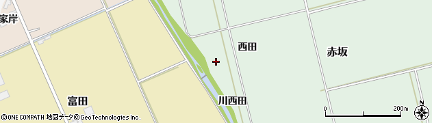 青森県黒石市赤坂川西田周辺の地図