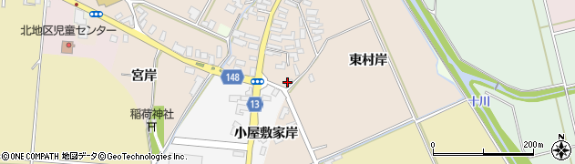 青森県黒石市小屋敷東村岸周辺の地図