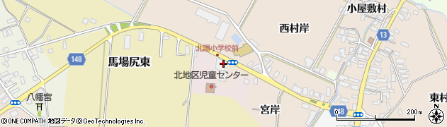 青森県黒石市東馬場尻（小屋敷宮岸）周辺の地図