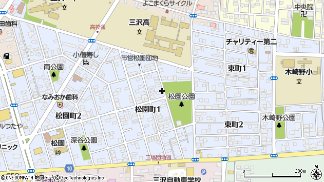 〒033-0037 青森県三沢市松園町の地図