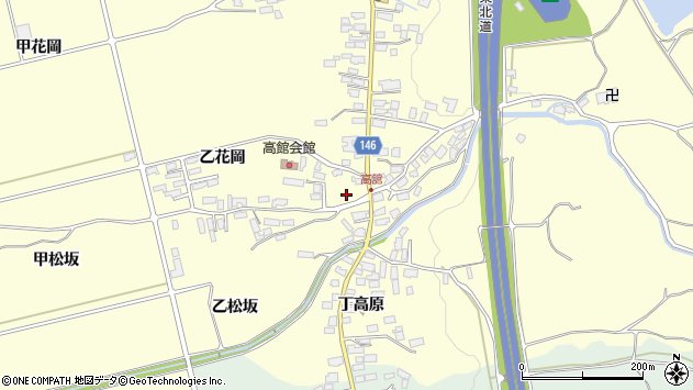 〒036-0535 青森県黒石市高舘の地図