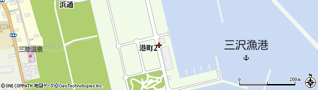 青森県三沢市港町周辺の地図