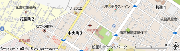 青森県三沢市中央町周辺の地図