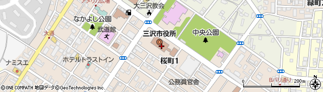 三沢市役所　記者室周辺の地図