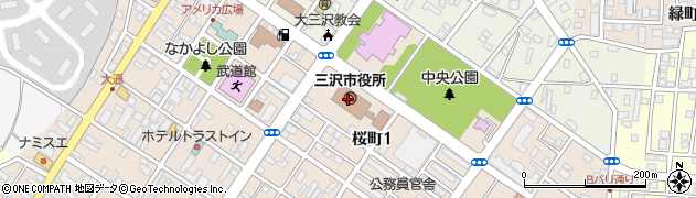 三沢市役所周辺の地図
