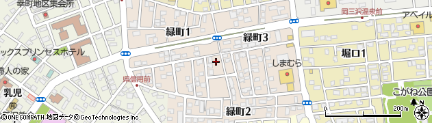 青森県三沢市緑町周辺の地図