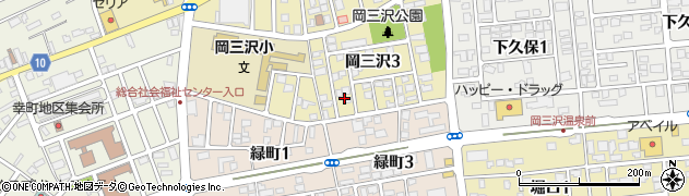 青森県三沢市岡三沢3丁目周辺の地図
