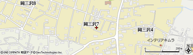 青森県三沢市岡三沢周辺の地図