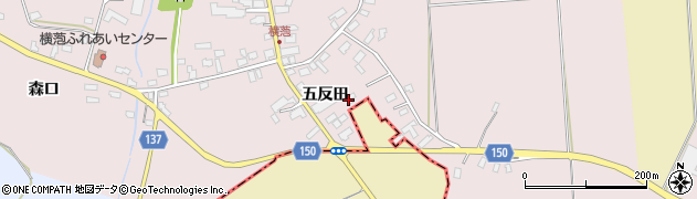 青森県鶴田町（北津軽郡）横萢（五反田）周辺の地図