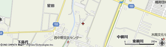 青森県鶴田町（北津軽郡）木筒（西柳川）周辺の地図