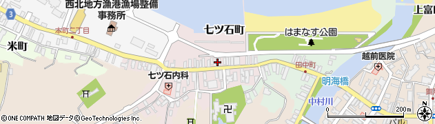 青森県西津軽郡鰺ヶ沢町七ツ石町82周辺の地図
