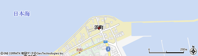 青森県鰺ヶ沢町（西津軽郡）浜町周辺の地図