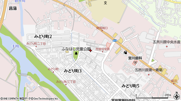 〒037-0024 青森県五所川原市みどり町の地図