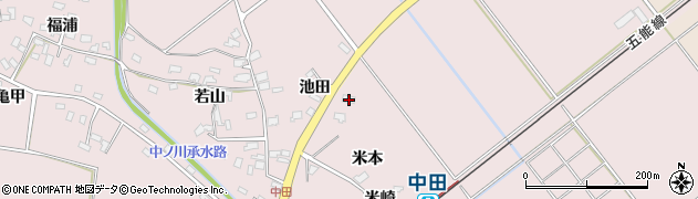 青森県つがる市森田町中田米崎34周辺の地図