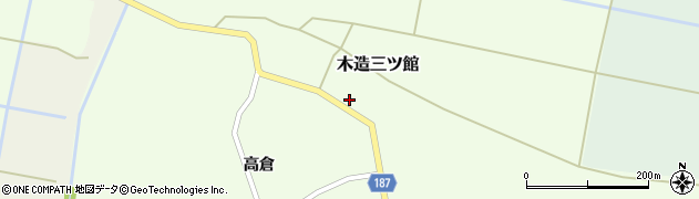 青森県つがる市木造三ツ館（寿抱）周辺の地図