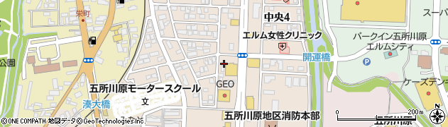 青森県五所川原市中央周辺の地図