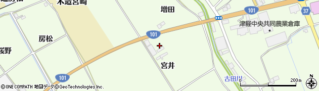 青森県つがる市柏広須（宮井）周辺の地図