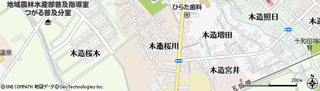 青森県つがる市木造桜川周辺の地図