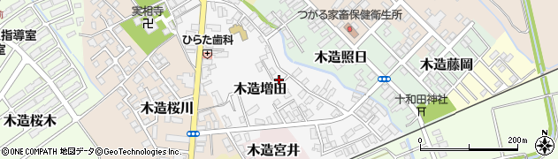 青森県つがる市木造増田周辺の地図