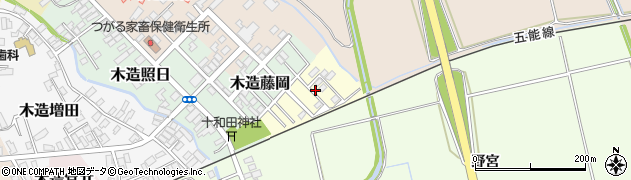 青森県つがる市木造野宮周辺の地図