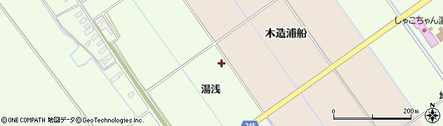 青森県つがる市木造中館（湯浅）周辺の地図