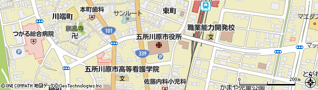 五所川原市役所周辺の地図