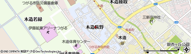 青森県つがる市木造萩野周辺の地図