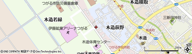 青森県つがる市木造若宮周辺の地図