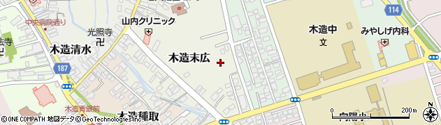 青森県つがる市木造末広周辺の地図
