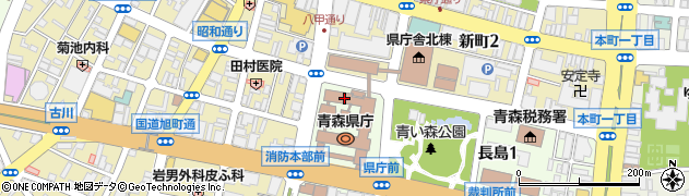 青森県庁県議会　議員控室自由民主党控室周辺の地図