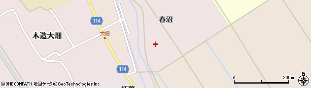 青森県つがる市木造大畑（春沼）周辺の地図
