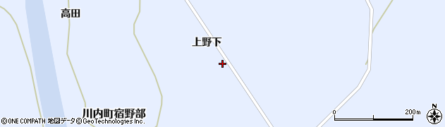 青森県むつ市川内町宿野部（上野下）周辺の地図