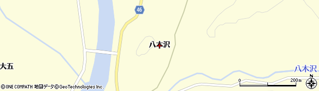 青森県むつ市川内町（八木沢）周辺の地図