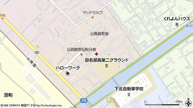 〒035-0063 青森県むつ市若松町の地図