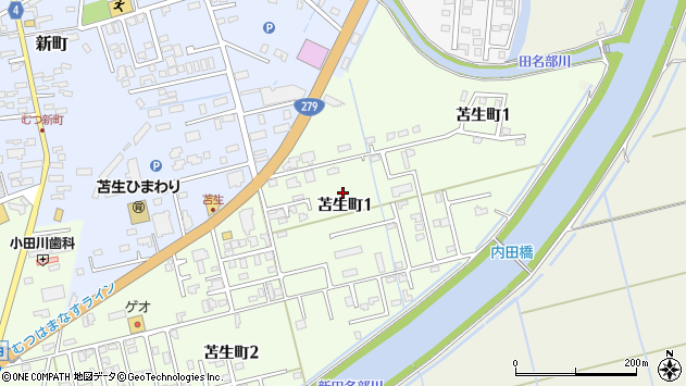 〒035-0055 青森県むつ市苫生町の地図