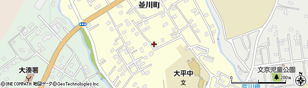 青森県むつ市並川町周辺の地図