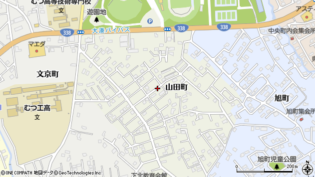 〒035-0077 青森県むつ市山田町の地図
