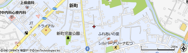 青森県むつ市新町周辺の地図