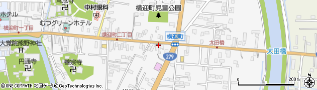 青森県むつ市横迎町周辺の地図