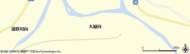 青森県むつ市川内町（大川向）周辺の地図