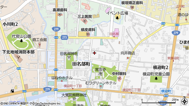 〒035-0034 青森県むつ市田名部町の地図