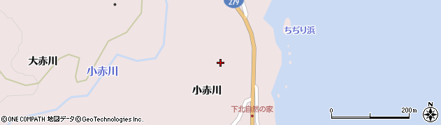青森県むつ市大畑町（小赤川）周辺の地図