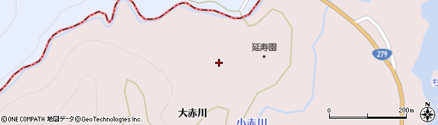 青森県むつ市大畑町（大赤川）周辺の地図