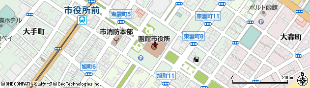 函館市役所財務部　税務室・納税担当・市税の納付について口座振替・自動払込周辺の地図