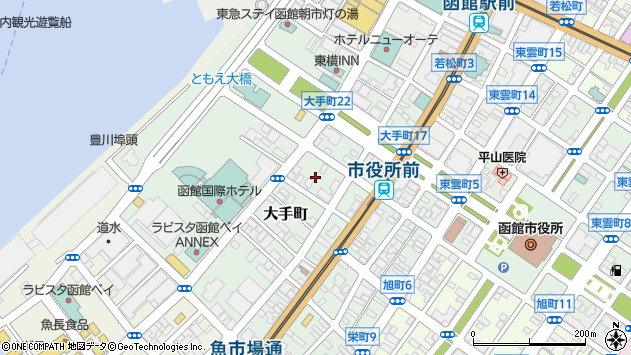 〒040-0064 北海道函館市大手町の地図