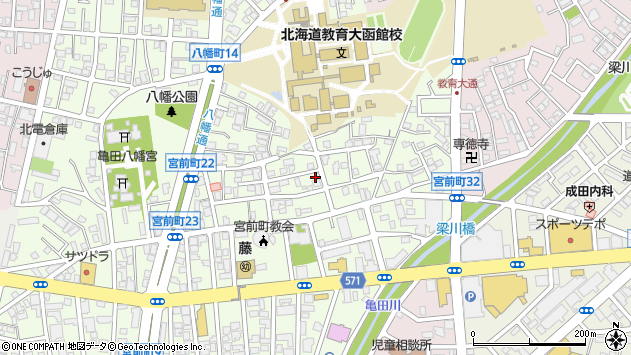 〒040-0073 北海道函館市宮前町の地図