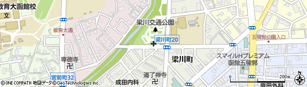 梁川公園交通公園内トイレ周辺の地図